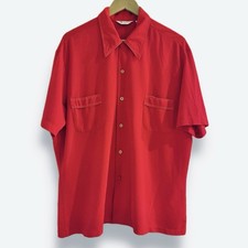 VTG 60s 70s Mr. California Rockabilly Polyester Red Button Down Shirt Men L/XL picture
