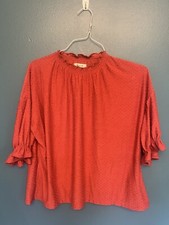 Madewell Texture and Thread Clip Dot Blouse in Clay Brown Large picture