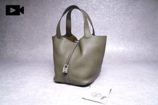 [EXCELLENT] HERMES Picotin Lock MM Square O Vert Olive Taurillon Clemence Bag picture