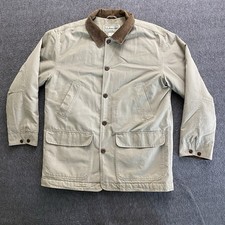 LL Bean Barn Chore Jacket Mens Large Beige Quilted Lined Field Coat Thinsulate picture