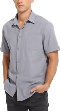 TUREFACE Mens Casual Shirts Lightweight Button Down Cotton Linen Shirt picture