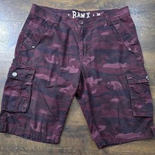 RAW X Shorts Mens 34 Red Camo Cargo Flat Front Utility Pockets Casual Summer picture