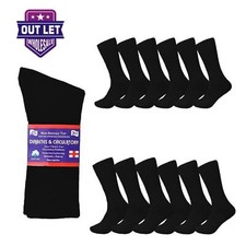 6-12 Pairs Health Circulatory Cotton Crew Diabetic Socks Size 9-11, 10-13, 13-15 picture