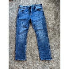 Wrangler Retro Slim Straight Blue Denim Jeans Mens 35x30 Medium Wash picture