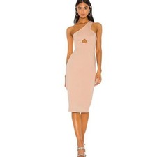 NWOT NBD $168 Scorpio Season Taupe Midi Dress, Size XS picture
