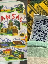 Delightful Vintage Kansas Souvenir Scarf 50s 60s Large 28 In Excellent Cond picture