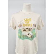 Re/DONE Vintage Graphic T-shirt Save Our Parks Cream Tee M picture