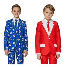 SUITMEISTER Boys Christmas Suit - Youth S, M, L, XL, 2XL - Red or Blue - New picture