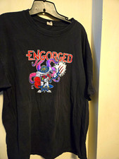Black ENGORGED RAZORBACK RECORDS GORE METAL Graphic Print Cotton T-Shirt XL picture