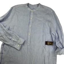 Tasso Elba 100% Linen Shirt Banded Collar Long Sleeve Resort Minimalist Men XL picture
