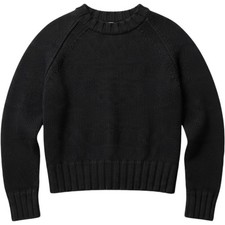 NEW J.Crew Rive Crewneck Sweater Sz S Black 100% Cotton Pullover Slouchy Chunky picture