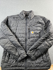 Carhartt Rain Defender Men's Gray Quilted Puffer Full Zip Jacket M OJ2208-M picture