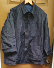 Vintage Prison Jacket Mens 50/52 Blue Denim Quilted Lined Chore Iowa Work 90s picture