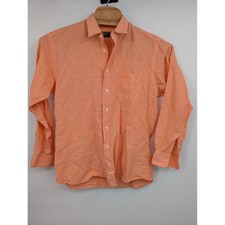 Gitman Bros Master Shirtmakers Mens Medium Orange 100% Linen Long Sleeve Shirt picture