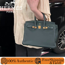 AUTH Hermes Birkin 25 Vert Cypress Green 6O Swift Leather Gold Hardware Handbag picture