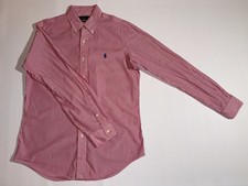 VTG Ralph Lauren Men's Medium Custom Fit Striped Dress Shirt White and Pink picture