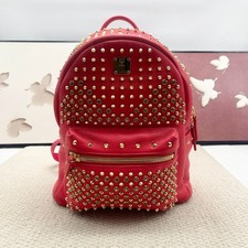 MCM Pre-Owned Authentic Backpack Red Free Tracked Shipping picture