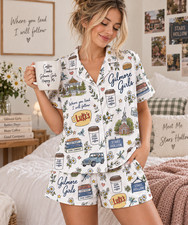 Women’s Gilmore Girls Pajama Set, Stars Hollow Coffee Book Sleepwear, Long Sleev picture