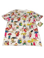 Nickelodeon Rugrats Hey Arnold Ren & Stimpy All Over Print T-Shirt Size Large picture
