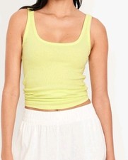 NWT Women's Old Navy First Layer Ribbed Scoop Neck Tank Top Size L Lime Yellow picture