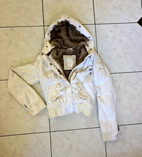 Vintage y2k 2000s Abercrombie & Fitch cream white Women’s Casey Faux Fur Jacket picture