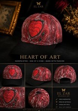 Hand Painted Unisex Baseball Cap Heart Art Beaded Custom One of a Kind EL ZAR picture
