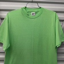 Vintage Anvil Blank Neon Lime Green T-shirt Men’s NOS USA Made 90s Surf Skate picture