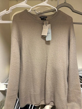 Tom Ford Men’s Greige Cashmere Silk Knit Crewneck Pullover Sweater Size 54 picture