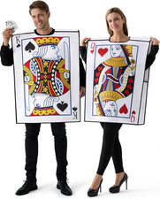 2 Pcs Adult Couple King & Queen Playing Card Costume for Halloween Costume Cospl picture