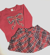NEW Gymboree Red Plaid Outfit 4 5 Girls Sweater Skirt Set L/S Ruffles Bow #53 picture