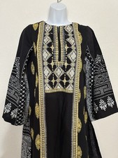 Women's Indian Pakistani Black Embroidery Kurta Size S picture