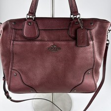 Coach Mickie Leather Grain F34040 Satchel Metallic Cherry Rare HTF picture