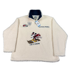 Disney Mickey Mouse Sherpa Womens Sz L 1/4 Zip Pullover Jacket NWT picture