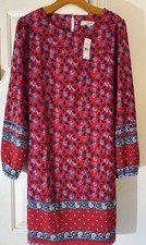 NWT Loft red floral border print dress • size M • long sleeve picture