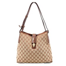 GUCCI Jackie GG Canvas Leather Shoulder Bag Brown Gold 110291 Purse Authentic picture