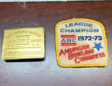 Vtg American Bowling Congress League ABC Award Embroidered Patch & Belt Buckle picture