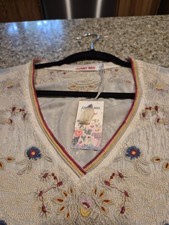 Johnny Was Top. NWT Cupra Rayon Sz M. Original Price $275. Gorgeous Embroidery. picture