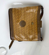 Fendi Brown Tan Monogram Coated Canvas Leather Small Crossbody Bag Gold picture