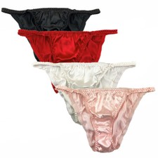 4 Pcs Lot  Womens Sexy String Satin Bikinis Panties Silky Briefs Underwear,S-2XL picture