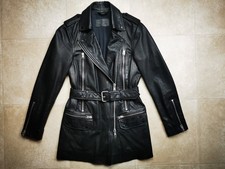 Rare AllSaints Amison Mac Black Lamb Leather Trench Jacket US 4 UK 8 Unworn New picture