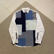 DESIGUAL Man Patchwork Shirt Mens Size M Long Sleeve Gingham Check Paisley Art picture