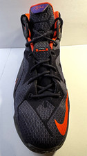 Nike LeBron 12 Dark Purple/Orange High Top Lace Up Basketball Sneakers picture
