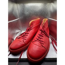 Alexander Laude Red Pebbled Leather High Top Sneakers Mens EU 45 US 12 Portugal picture