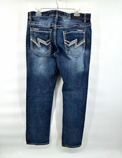 True Luck Jeans Mens 34x32 Blue Contrast Stitch Embroidered Straight Leg Denim picture