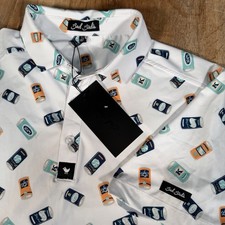 NEW Bad Birdie Crushable Beer Can Golf Polo Mens Small performance Stretch picture