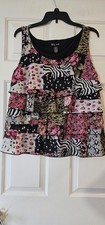 Women's Vintage Sleeveless Shirt By D.F.A New York Multicolored Floral Design Sz picture