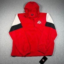 Ohio State Buckeyes Windbreaker Jacket Red Pullover Hooded Mens Medium NWT picture