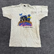 Screen Stars T-shirt Mens Size M Gray Vintage 1991 Idaho Trucker Graphic USA picture