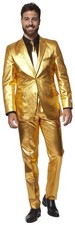 OppoSuits Groovy Gold Suit Men’s Slim Fit Gold Blazer Pants Tie Set picture
