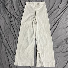 Vintage US Navy White Pants Flared Size 28x28 Button Fly Military Made In USA picture